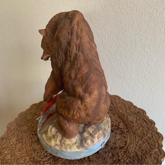 Bill Ohrmann Porcelain Bear Cub Trout Fish Sculpture Cabin Decor Approx 13”x8” - Picture 7 of 14